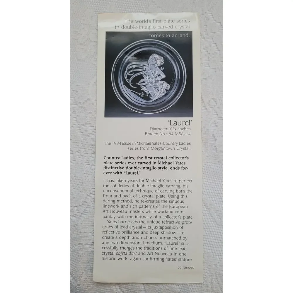 Morganstown Michael Yates full lead hand carved crystal plate, 